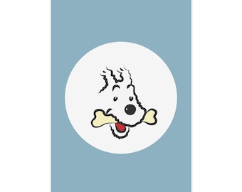 Poster Le chien enneigé de Tintin - oeuvres d'art vintage (téléchargement numérique)