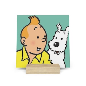 Adventures of Tintin & Snowy the Dog Gallery Board,  Mans Best Friend, Pet Lover Wall Art, Bright Animal  Pet Art