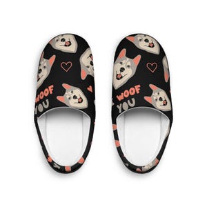 Cozy Huskie Dog-Themed Men&#39;s Slippers | Cute Gift for Dog Dad Footwear, Indoor Comfort, Housewarming Gift, Relaxation Gift