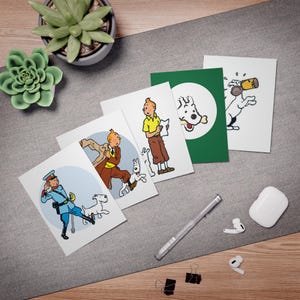 Tarjetas de felicitación encantadoras para cualquier ocasión, divertidas tarjetas multidiseño, tarjetas para amantes de los perros, tarjetas temáticas de Tintín y Milú.