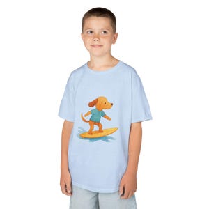 Surfing Dog Kids Tee - Fun Summer Shirt, Dog Lovers Gift, Beach Day Outfit, Birthday, Animal Lover Apparel