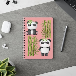 Cahier à reliure spirale sur le thème des pandas, joli journal pour enfants, fournitures scolaires, cadeau pour les amoureux des animaux, notes environnementales