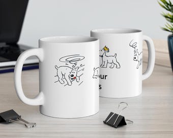 Prénom personnalisé personnalisé - Milou comme humeur : les aventures de Tintin - émotions drôles de chien de Milou - cadeau pour chien maman maman papa - tasse 2 tailles