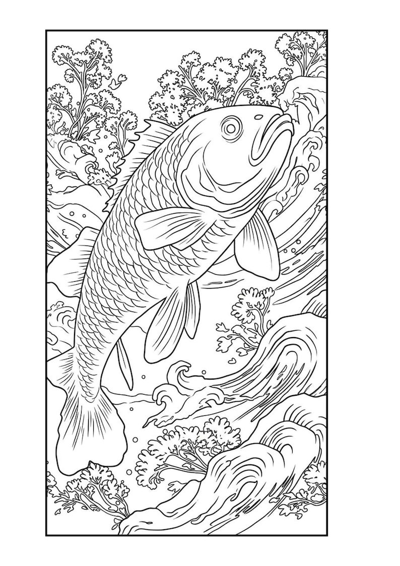 Koi Carp Colouring Book - Japanese Art, 43 Pages (digital Download) - Etsy
