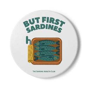 Sardines Ceramic Coaster - Fun Serving Mat, Kitchen Decor, Gift for Food Lovers, Seafood Theme, Barware