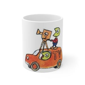 Tazas de café de cerámica con dibujos animados extravagantes: perfectas para videógrafos Tipos de medios Operador de cámara y Richard Scarry Amantes de los libros