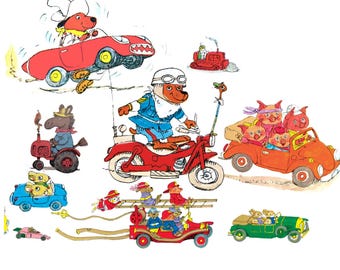 Richard Scarry's Busy Town PNG Clipart, Wacky Cars & Trucks (Digital Download)