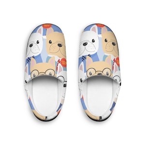 French Bulldog Puppy Mom Mum Indoor Slippers, Cute Dog Design , Animal Print House Shoes, Gift for Dog Parent, Fun Slippers for Women