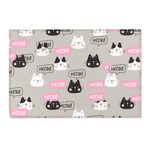 Adorable Cat-Themed Area Rug, Cute Home Decor, Ideal Gift for Cat Parent, Cat Room Decor, Playful Cat Rug, Pet-Friendly Rug