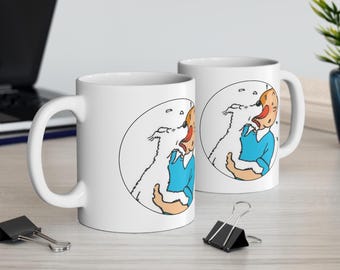 Mug Tintin et son chien bisous – Cadeau dessin animé (11 oz, 15 oz)