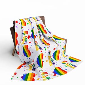 Rainbow Love Wins Arctic Fleece Blanket, Cozy LGBTQ+ Blanket, Pride Gift, Colorful Throw, Soft Home Decor, Love Wins Design