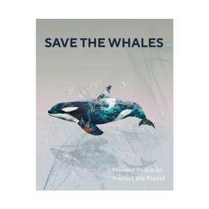Eco-Friendly Rolled Poster, Save the Whales Wall Art, Ocean Conservation Home Decor, Nautical Gift, Environmental Awareness Print