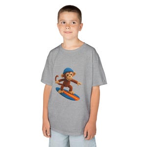 Surfing Monkey Kids Tee, Fun Summer Shirt, Birthday Gift for Kids, Cute Animal Tee, Beach Day Outfit
