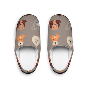 Cozy Dog Print Slippers for Pet Lovers, Indoor Footwear, Dog Mum Mom Gift, Cute Slippers, Comfortable Home Shoes