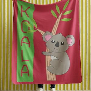 Soft Bedroom Koala Blanket - red background  Blanket - Gift for child - Soft Polyester Blanket 30x 40 inches
