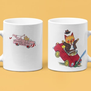 Richard Scarry Mug -  What do people do all day? Crash their car! -  Gift for Dad - 11oz mug
