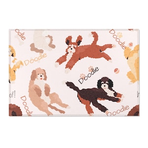 Playful Doodle Dog Area Rug - Pet Lovers Home Decor, Cute Dog Design, Kid's Room Rug, Dog-Themed Gift, Puppy Lovers' Accent