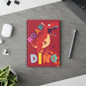 Cuaderno de tapa blanda con temática de dinosaurios, diario infantil, material escolar, regalo para amantes de los dinosaurios, papelería bonita, bloc de notas A5