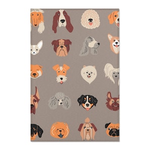 Whimsical Dog Breed Area Rug | Pet Lover Gift | Home Decor | Dog-Themed Flooring | Puppy Room Accent Mat, Cozy Living Space, Unique Gift