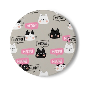 Cute Cat-Themed Ceramic Coaster Set, Fun Home Decor for Cat Lovers, Gift for Cat Owners, Housewarming Present, Kitchen Accessories