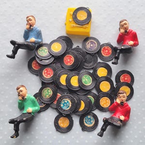 Vintage Teen Boys Record Player Cake Decorations Lot 49 pc.