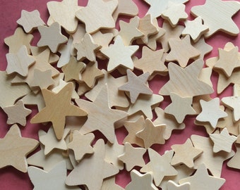 75 Wooden Stars for Crafts Patriotic 3/4" to 1 3/4"
