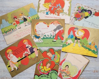 Fabulous 8 Art Deco Vintage Children's Valentine Cards
