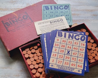 Vintage Bingo Game Milton Bradley Heavy Cardboard Cards Instructions