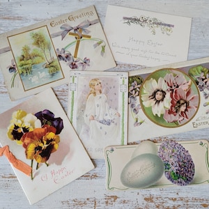 Antiche cartoline di Pasqua vittoriane e materiale effimero Ragazze Violette Cigni Uova d'angelo
