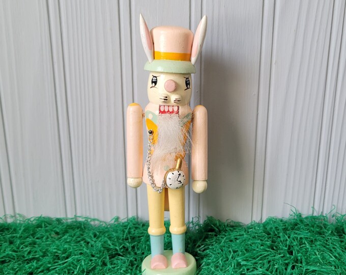 Vintage Pastel Wooden Nutcracker Bunny Rabbit Easter Etsy