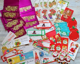 Vintage Christmas Gift Tags & Seals Retro Santa 85 pc.