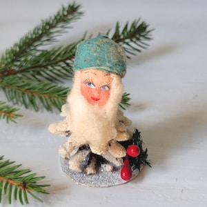 Vintage German Pine Cone Spun Cotton Putz Christmas Elf