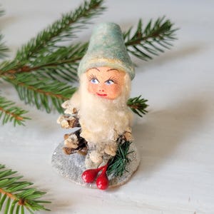 Vintage German Pine Cone Spun Cotton Putz Christmas Elf