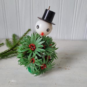 Vintage Kitsch Plastic Christmas Snowman Decoration 5&quot;
