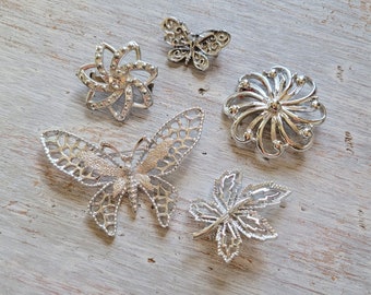 Vintage Butterfly Fall Leaves Flower Brooch Pin Lot Sarah Coventry