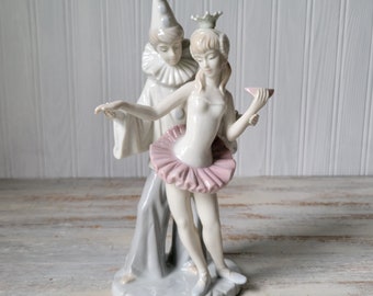 Vintage 1984 Arnart Conte KPM Dancers Figurine 10" Ballerina Perriot Clown