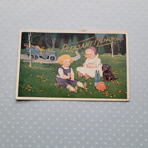 Antique 1909 Pleasant Memories Postcard w/Children
