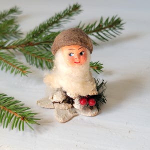Vintage German Pine Cone Spun Cotton Putz Christmas Elf