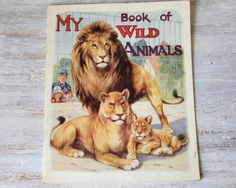 Antique Wild Animals Beautiful Vintage Children's Book Samuel Gabriel