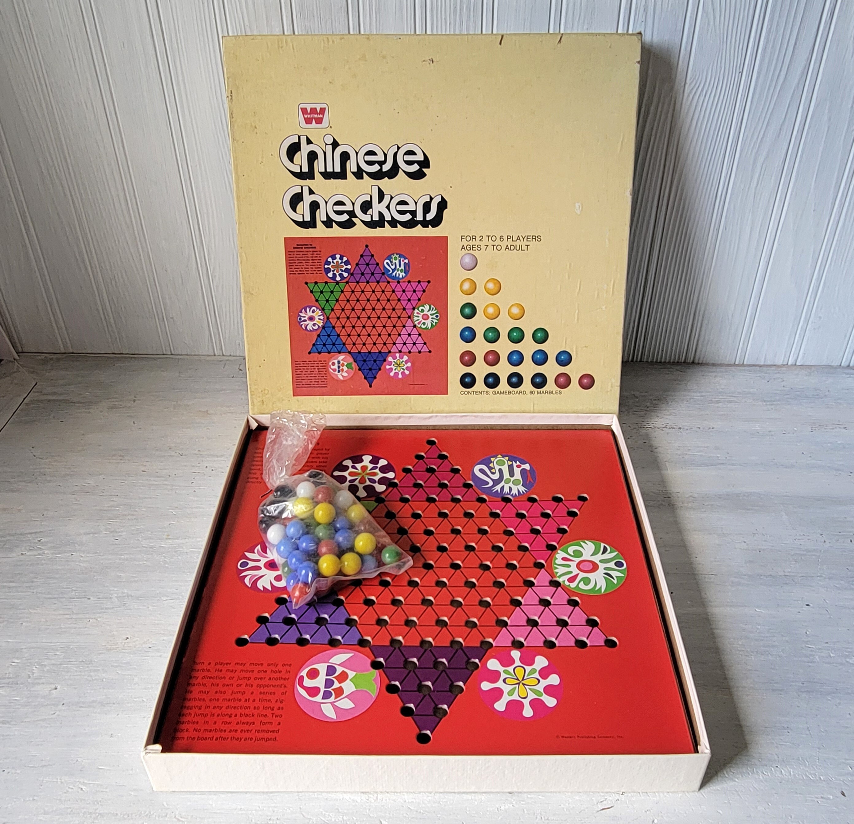 Vintage 1974 Chinese Checkers Marbles Game Board Whitman Etsy India