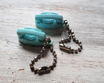 2 Vintage Blue Princess Phone Telephone Charms