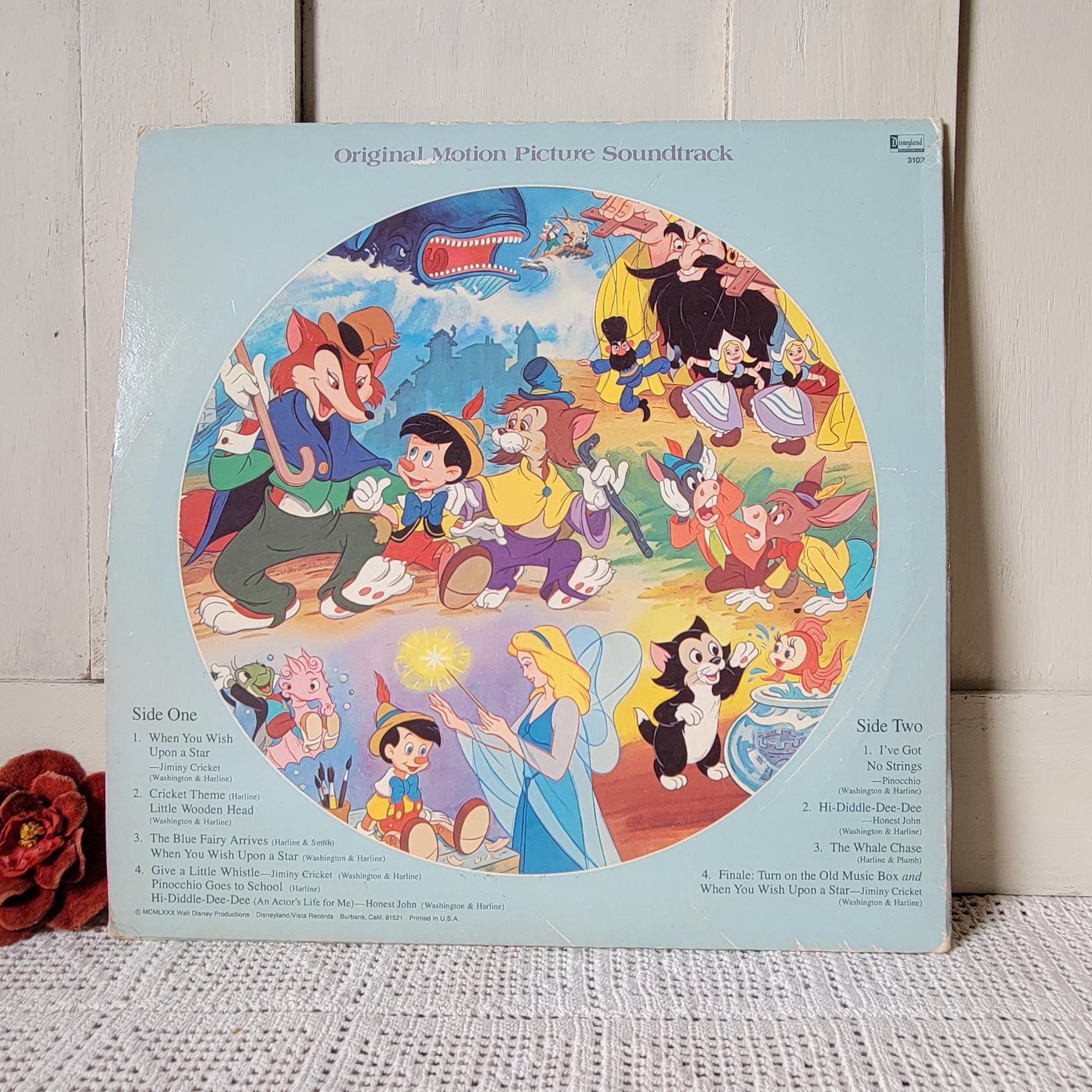 Vintage 1980 Pinnocchio Soundtrack Disney Picture Disk Vinyl 