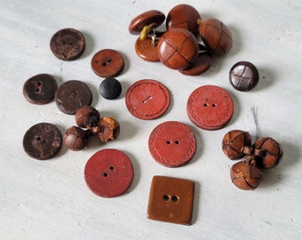 23 pc Vintage Aged Leather Buttons for Crafts