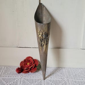 Salvaged Brass Cone Wall Pocket for Assemblage Art - Vintage Found Object - Upcycle Project