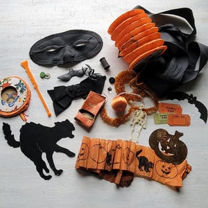 Vintage Halloween Junk Drawer Inspiration Kit for Crafting