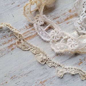 Vintage Lace Trim Lengths Lot Ecru White Eyelet 14 yds. image 3