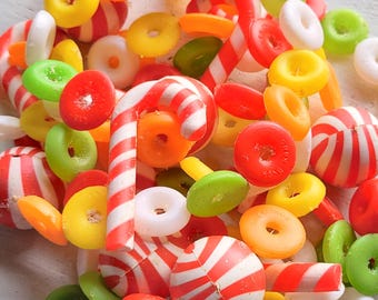 Vintage Lifesaver Candy Cane Sugared Christmas Garland Strand 100&quot;
