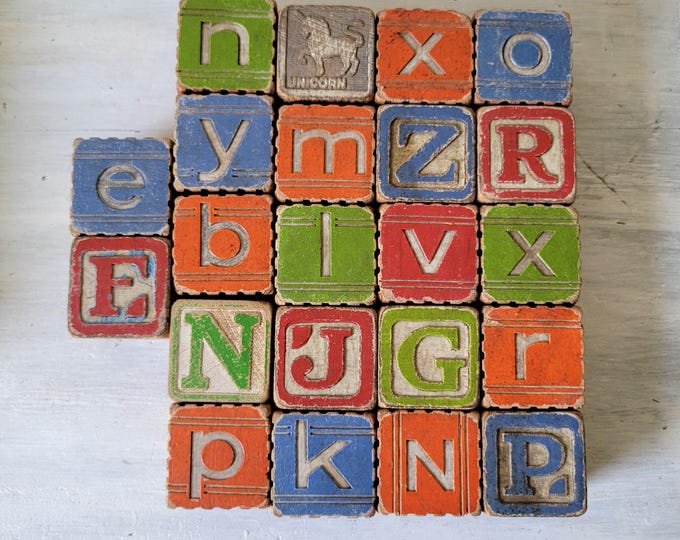 22 Small Vintage Aged Wooden Alphabet Building Blocks - Etsy