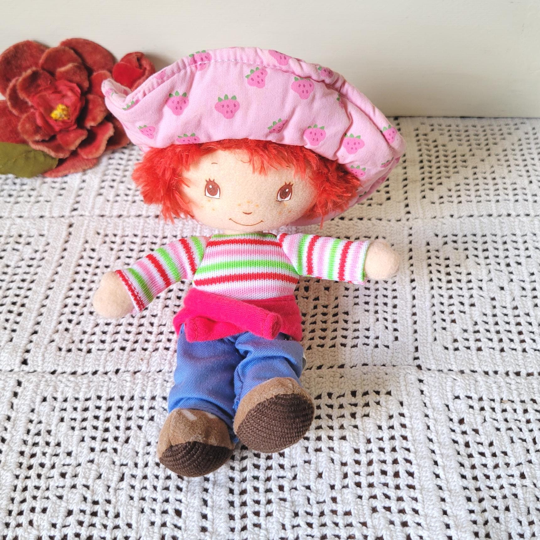 Rare Vintage “Strawberry shortcake” Plush Pillow with Cute Character- Pink & Red Strawberry Shortcake Pillow Doll - Etsy main image 2