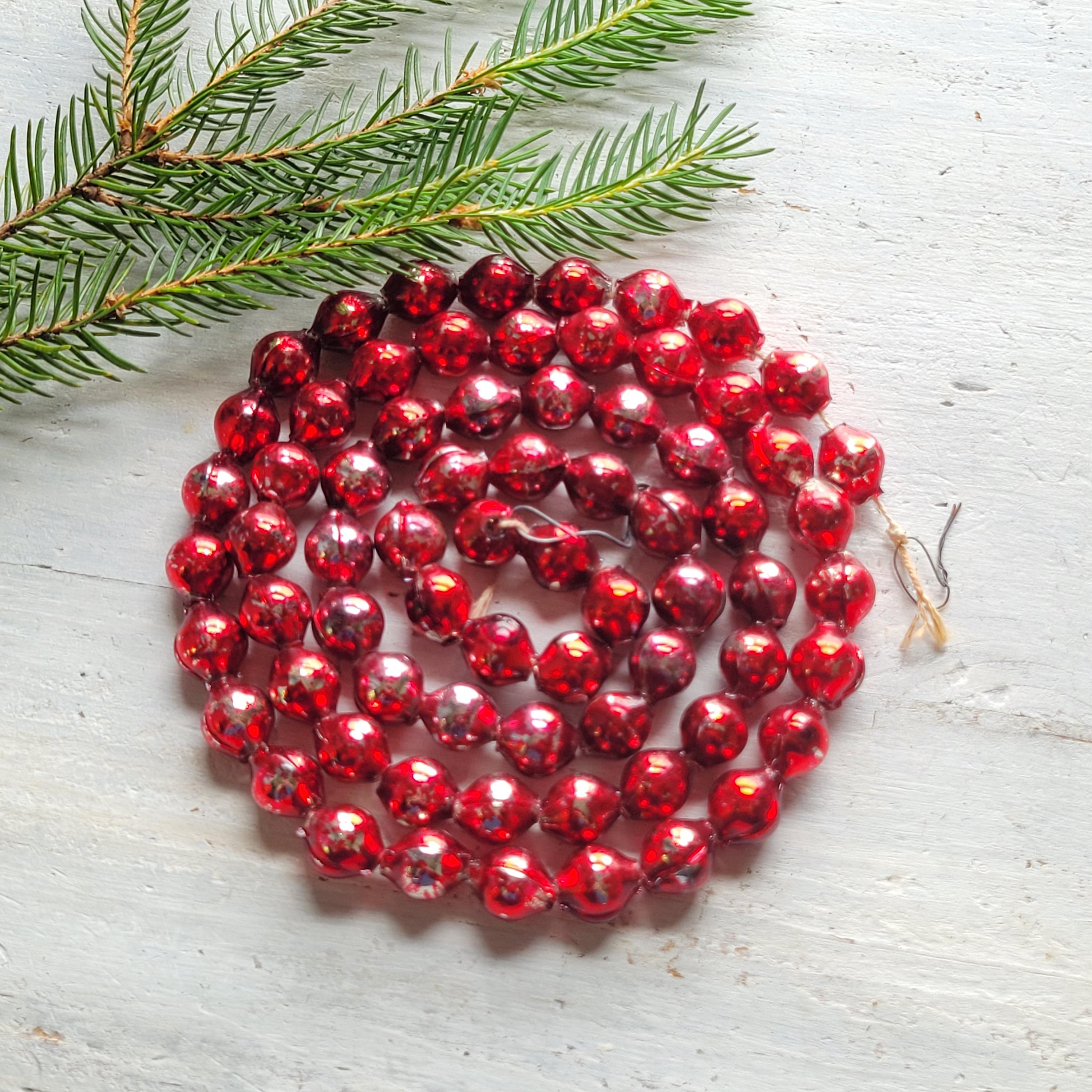 Christmas Decoration Red Garland Beads Vintage Larger Red Single